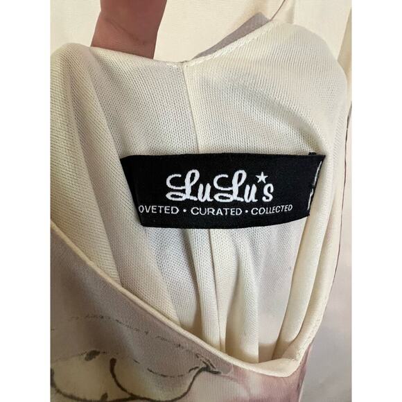 Lulu's Taupe Floral Print Shift Dress Size Medium - Picture 4 of 4